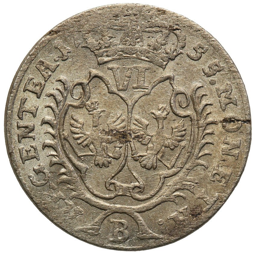 Niemcy, Prusy. Fryderyk II (1740-1786), 6 krajcarów 1755 B, Wrocław